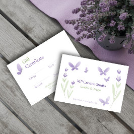 Tarjeta De Agradecimiento Lavender Business Branding Gift Certificate