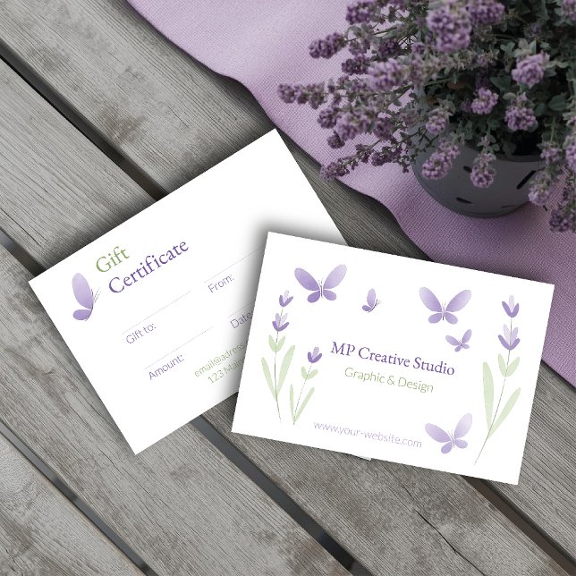 Tarjeta De Agradecimiento Lavender Business Branding Gift Certificate (Subido por el creador)