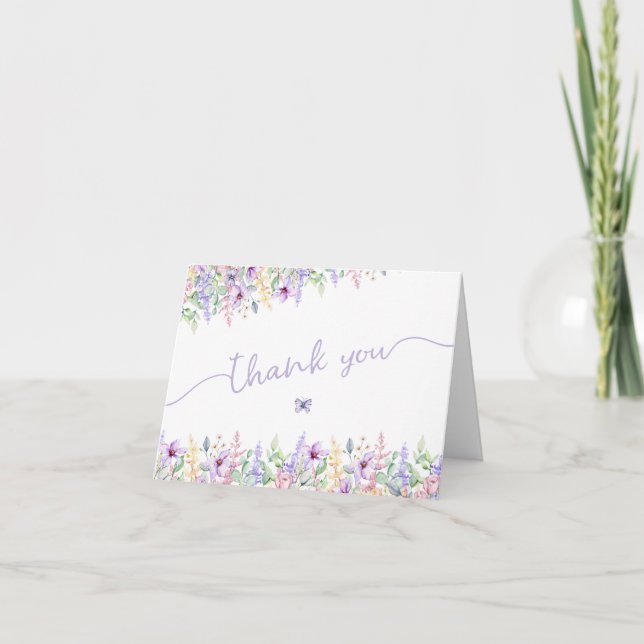Tarjeta De Agradecimiento Lavender Butterfly Wildflower Garden Brunch (Anverso)