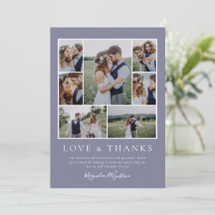 Tarjeta De Agradecimiento Lavender Collage de fotos amor y gracias Boda