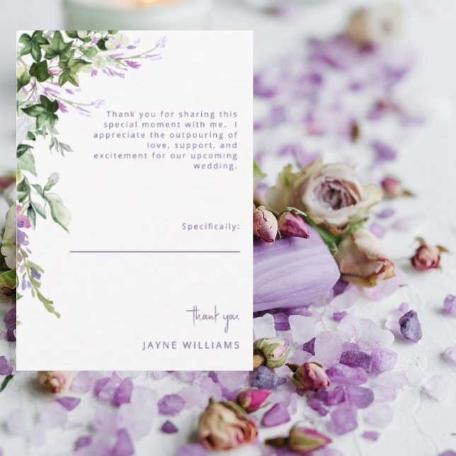 Tarjeta De Agradecimiento Lavender e Ivy Message Wedding Shower Gracias (Subido por el creador)