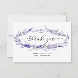 Tarjeta De Agradecimiento Lavender Elegante Floral Lilac Mauve Bridal Ducha