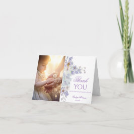 Tarjeta De Agradecimiento Lavender Floral Baptism Photo Thank You Card