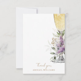 Tarjeta De Agradecimiento Lavender Floral Champagne Shower Mensaje Gracias