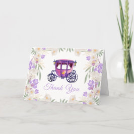 Tarjeta De Agradecimiento Lavender Floral Princess Carriage Baby Shower