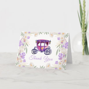 Tarjeta De Agradecimiento Lavender Floral Princess Carriage Baby Shower