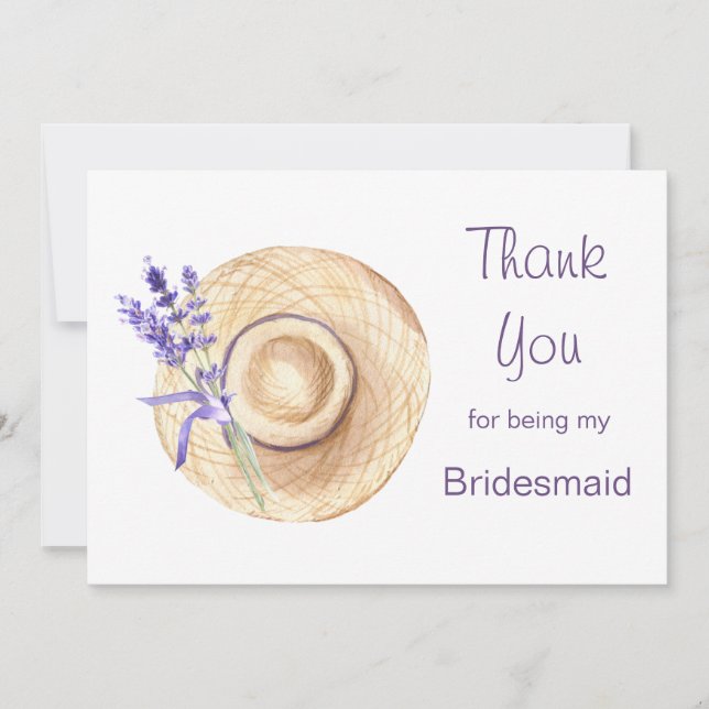 Tarjeta De Agradecimiento Lavender Flowers Bridesmaid Gracias (Anverso)