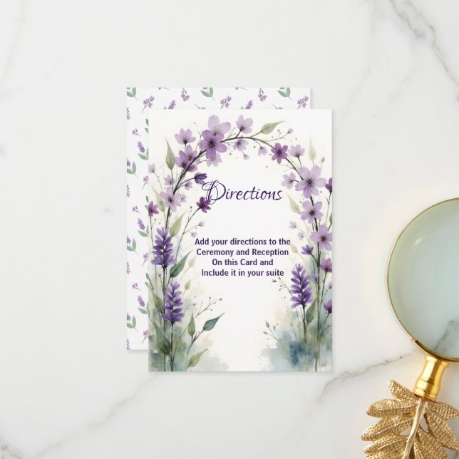Tarjeta De Agradecimiento Lavender & Lilac Floral Arch Directions Card  (Anverso/Reverso In Situ)