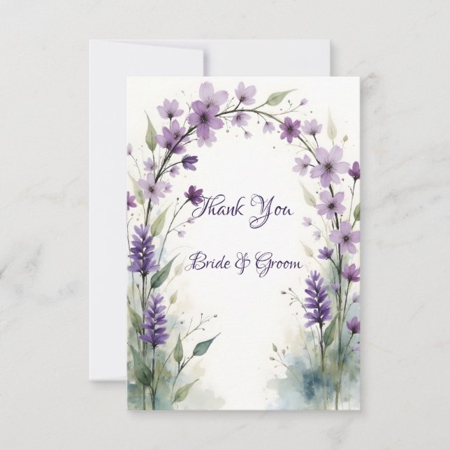 Tarjeta De Agradecimiento Lavender & Lilac Floral Arch Photo Thank you Card (Anverso)