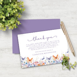 Tarjeta De Agradecimiento Lavender Mariposa Flora Simpatía Floral Gracias