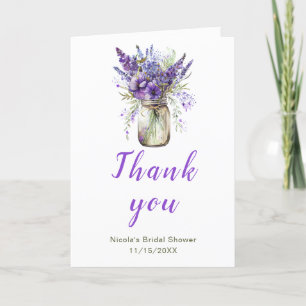 Tarjeta De Agradecimiento Lavender Mason Jar Bridal Shower