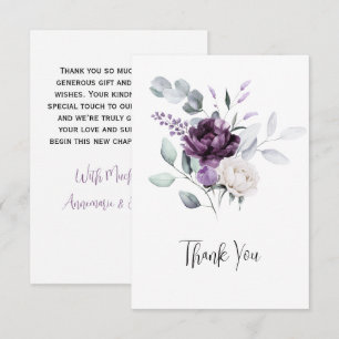 Tarjeta De Agradecimiento Lavender Peonies y White Roses Boda Gracias