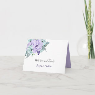 Tarjeta De Agradecimiento Lavender Purple and Mint Peonies Gracias