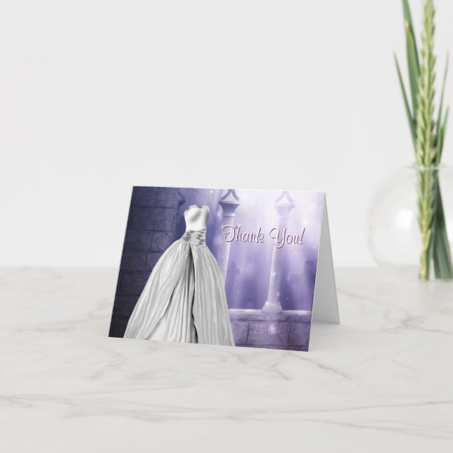 Tarjeta De Agradecimiento Lavender Purple Quinceanera Gracias Cartas (Anverso)
