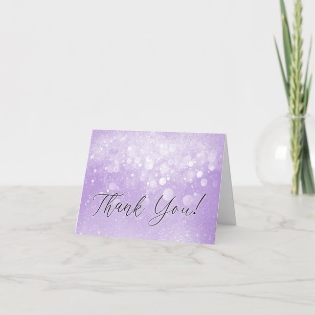 Tarjeta De Agradecimiento Lavender Purple Sparkle (Anverso)