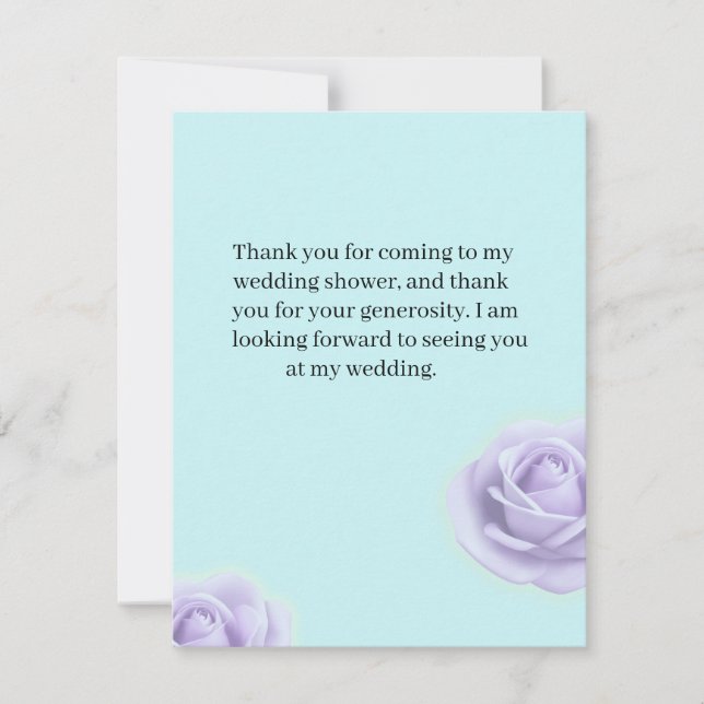 Tarjeta De Agradecimiento Lavender Rose Wedding Shower Thank You Note (Anverso)