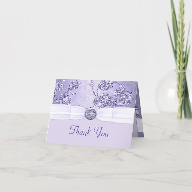 Tarjeta De Agradecimiento Lavender Sparkle Wonderland Boda (Anverso)
