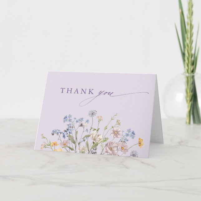 Tarjeta De Agradecimiento Lavender Spring Wildflower Meadow Garden Wedding (Anverso)