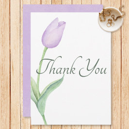 Tarjeta De Agradecimiento Lavender Tulip Solo Boda púrpura moderno