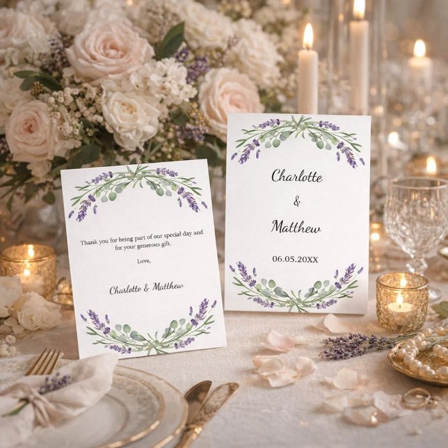 Tarjeta De Agradecimiento Lavender violet florals wedding (Subido por el creador)