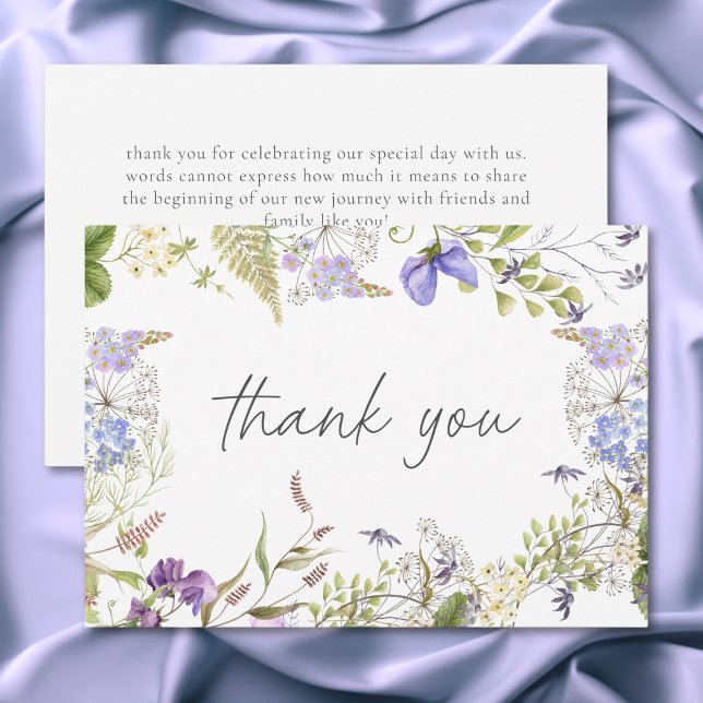 Tarjeta De Agradecimiento Lavender Wildflower Garden Romantic White Wedding (Lavender Wildflower Garden Romantic White Wedding Thank You Card)