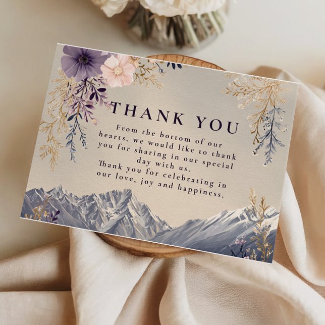 Tarjeta De Agradecimiento Lavender Wildflower Mountain Wedding (Subido por el creador)