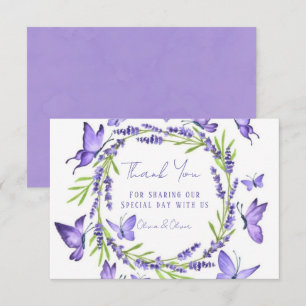 Tarjeta De Agradecimiento Lavender Wisteria & Butterflies Boda Gracias