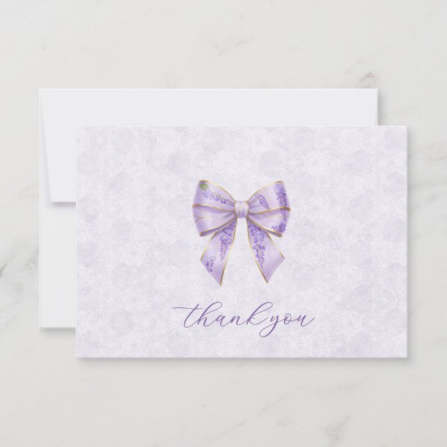 Tarjeta De Agradecimiento Lavender Wisteria Ribbon – Japanese-Inspired (Anverso)