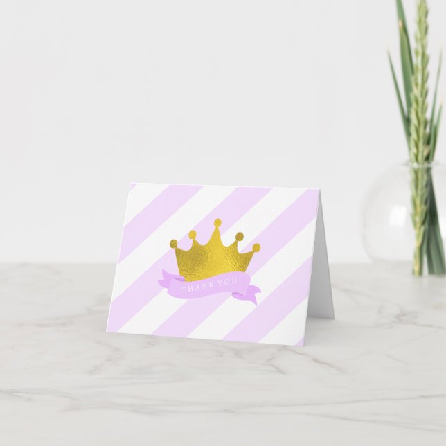 Tarjeta De Agradecimiento Lavender y princesa de oro gracias (Anverso)