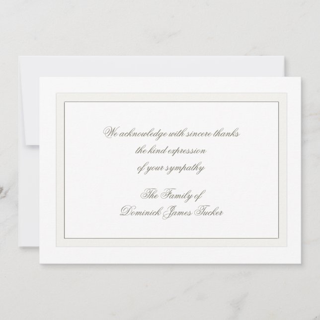 Tarjeta De Agradecimiento Layered Bereavement White Thank You Notecard (Anverso)