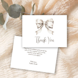 Tarjeta De Agradecimiento Lazo Blanco de Cinta Vintage Baby Shower