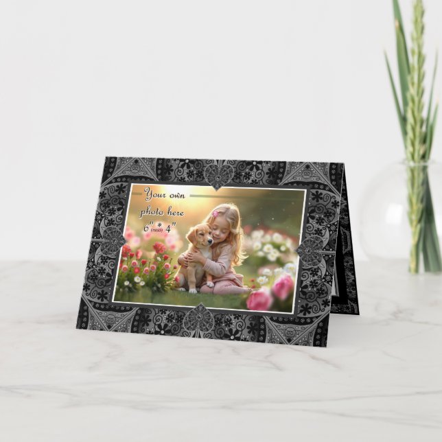 Tarjeta De Agradecimiento Lazo cerámico Negro (Anverso)