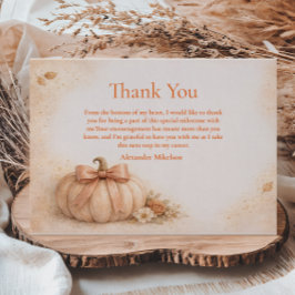 Tarjeta De Agradecimiento Lazo Coqueto Calabaza Otoño Graduación