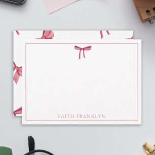 Tarjeta De Agradecimiento Lazo coquette de acuarela rosa personalizado