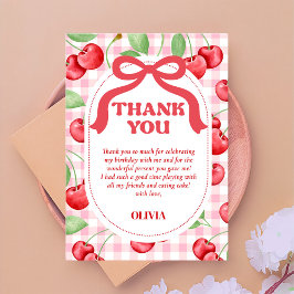 Tarjeta De Agradecimiento Lazo Coquette Rojo Cereza