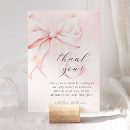 Tarjeta De Agradecimiento Lazo Coquette Rosa Baby Shower