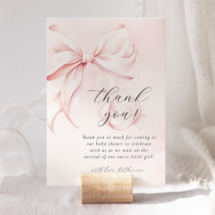 Tarjeta De Agradecimiento Lazo Coquette Rosa Baby Shower