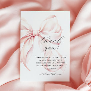 Tarjeta De Agradecimiento Lazo Coquette Rosa Baby Shower