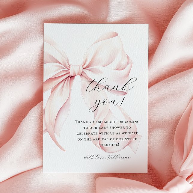 Tarjeta De Agradecimiento Lazo Coquette Rosa Baby Shower (Subido por el creador)