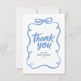 Tarjeta De Agradecimiento Lazo de cinta azul polvoriento Despedida de solter