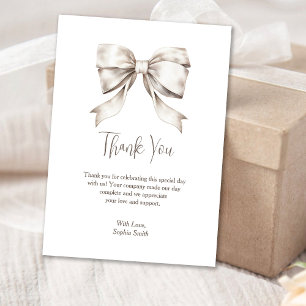 Tarjeta De Agradecimiento Lazo de cinta blanco vintage Baby Shower