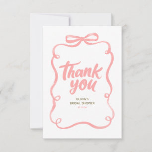 Tarjeta De Agradecimiento Lazo de cinta rosa caprichoso baby shower nupcial