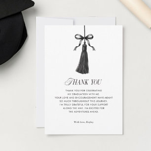 Tarjeta De Agradecimiento Lazo negro con borla moderno para fiesta de gradua