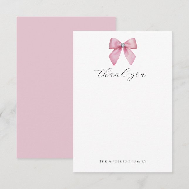 Tarjeta De Agradecimiento Lazo Rosa (Anverso / Reverso)