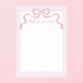 Tarjeta De Agradecimiento Lazo Rosa, Cinta Rosa y Blanca