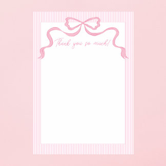 Tarjeta De Agradecimiento Lazo Rosa, Cinta Rosa y Blanca