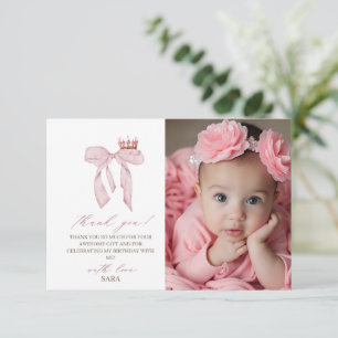 Tarjeta De Agradecimiento Lazo Rosa Cumpleaños 1