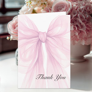 Tarjeta De Agradecimiento Lazo Rosa Suave de Niña Bebé Gracias