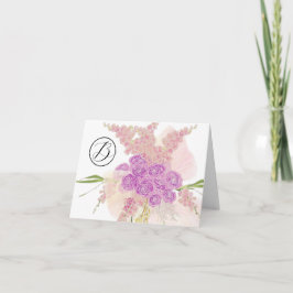 Tarjeta De Agradecimiento Lazo transparente Monogram La Boca Rosa y ramo