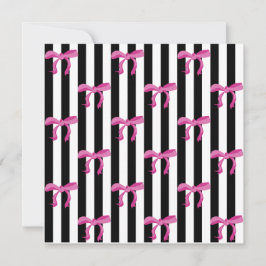 Tarjeta De Agradecimiento Lazos de cinta rosa sobre rayas blancas y negras
